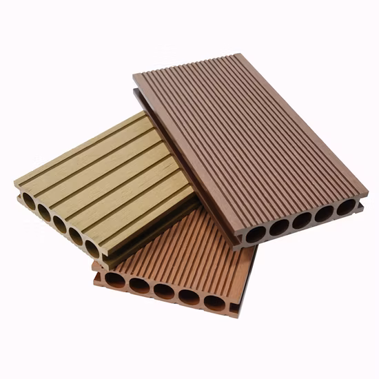 Engineered Artificial Teak Color Custom Hollow 150*30mm WPC Wood Plastic Composite Decking Flooring